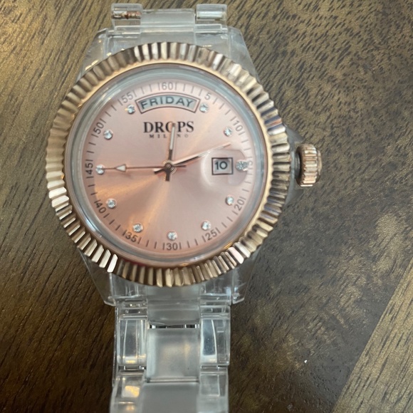 Drops Milano Rose Gold Plastic Acrylic Band Watch Stainless Steel Womens - Picture 9 of 9